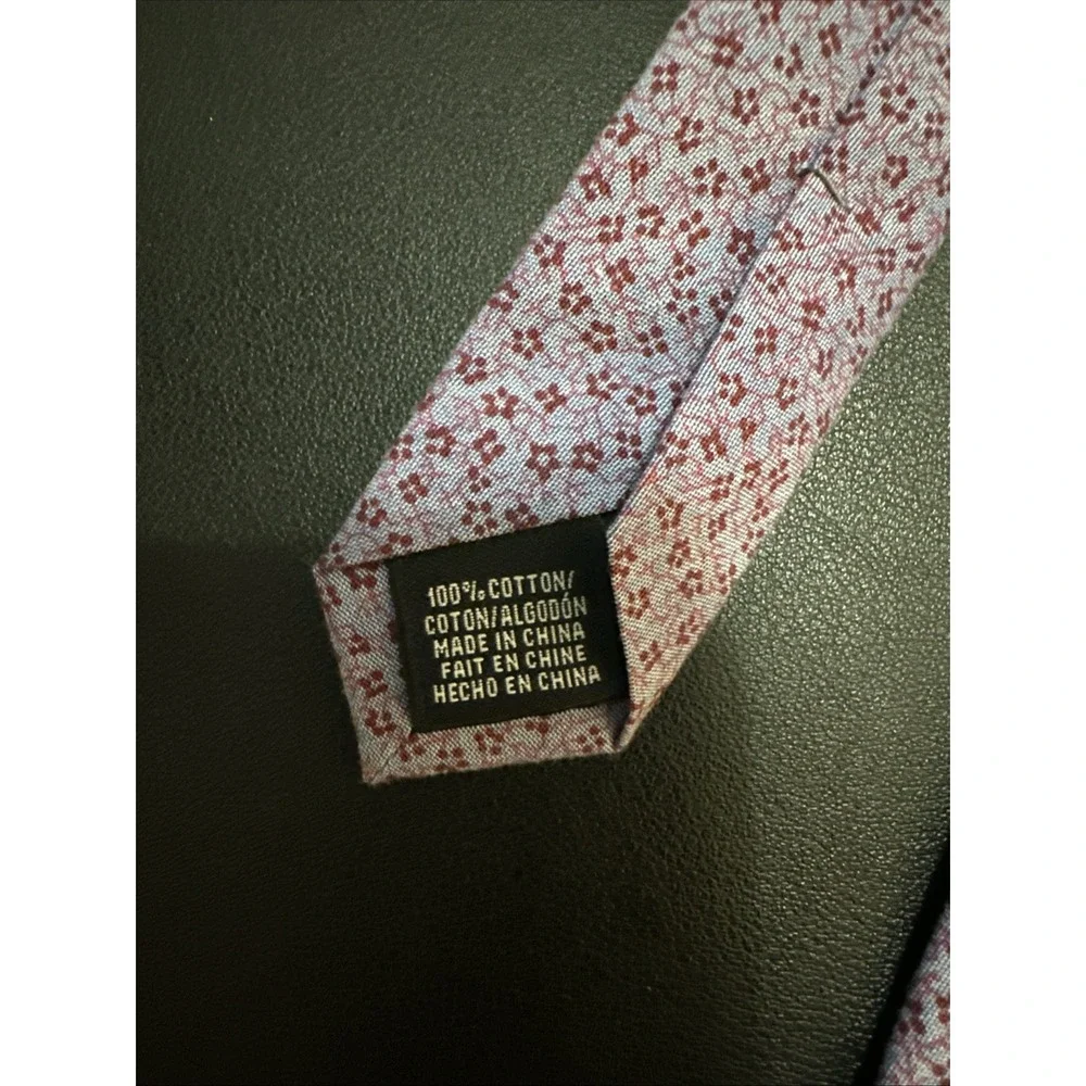perry ellis portfolio tie 100% Cotton Maroon With Purple Flowers